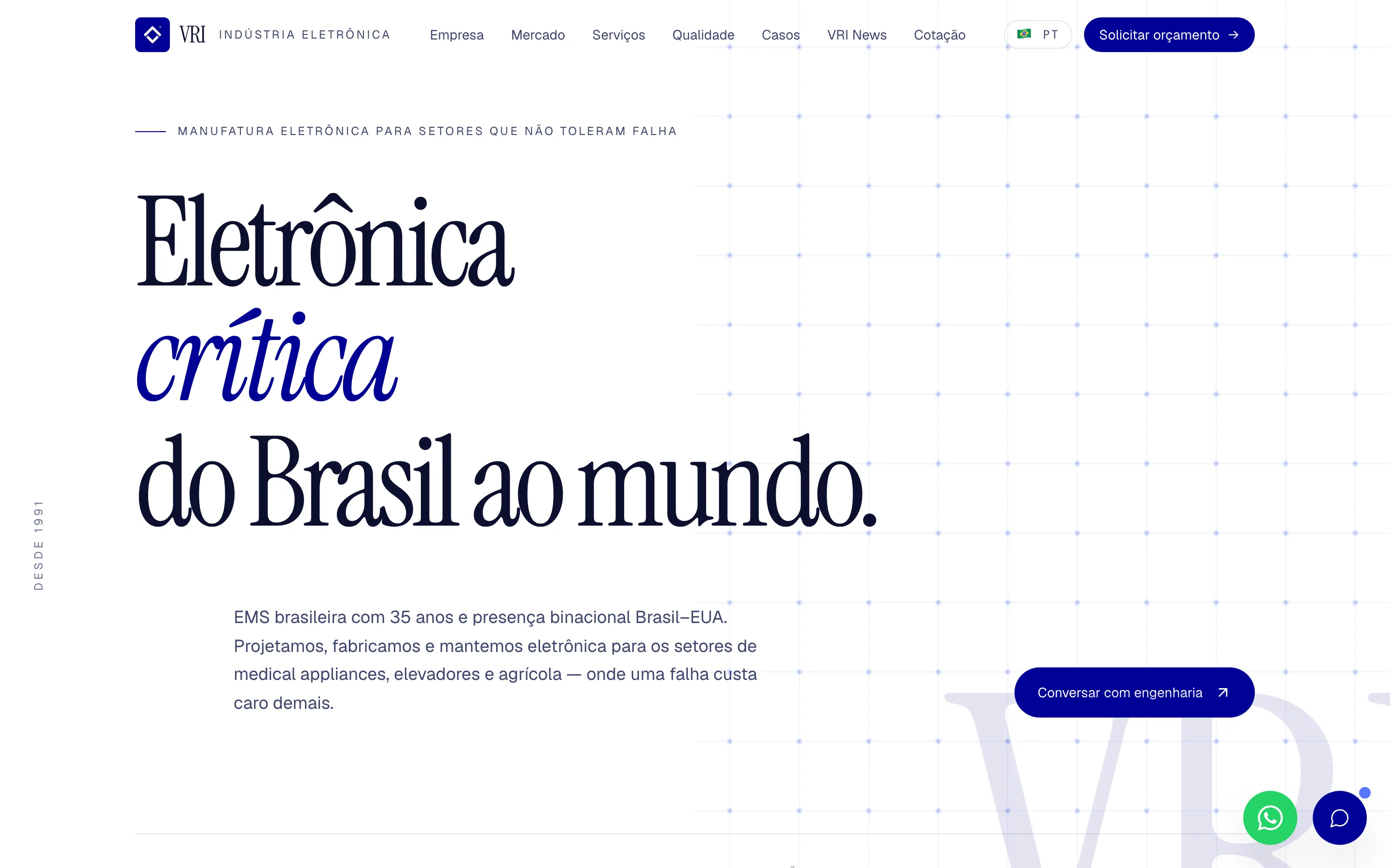 VRI — Bilingual site for a critical-electronics manufacturer